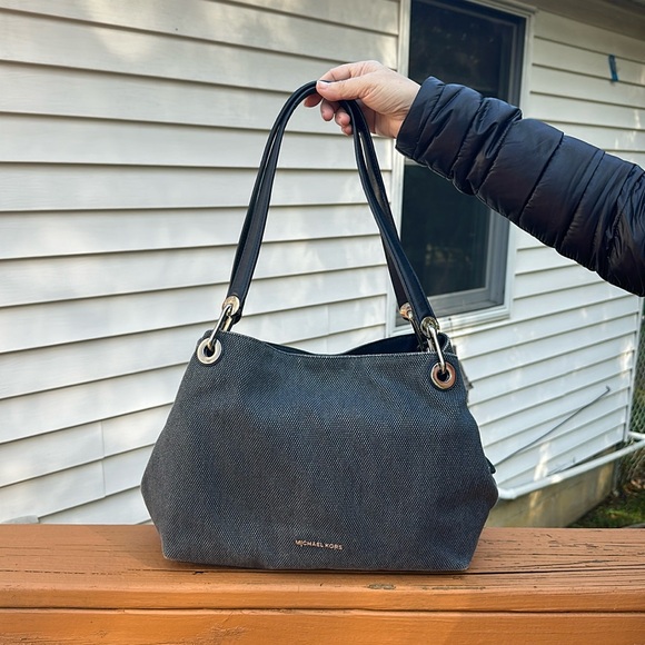 Michael Kors Raven Denim Large Shoulder Bag - Picture 1 of 12